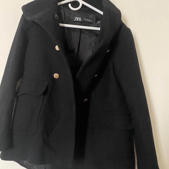 Zara Black Peacoat with Gold Accents - Picture 2 of 6